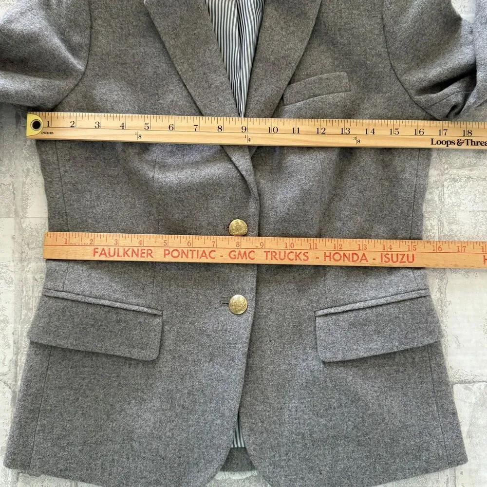 J Crew Schoolboy Heather Gray Wool Crest Button Preppy Academia Blazer Jacket 0
